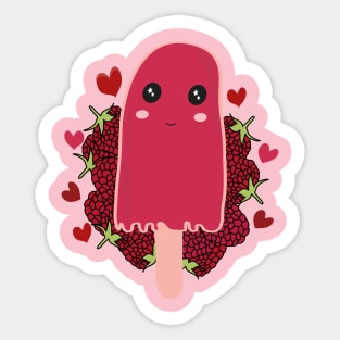 Raspberry sorbet Kawaii Sweet Raspberry Sorbet Time Sticker